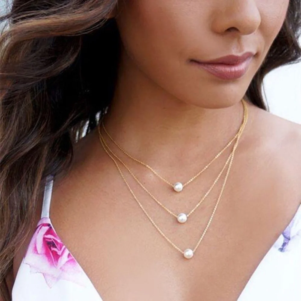 *EMMA* Gold x Pearl Multilayer Fashion Necklace